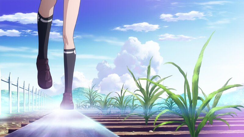 anime character walking on path