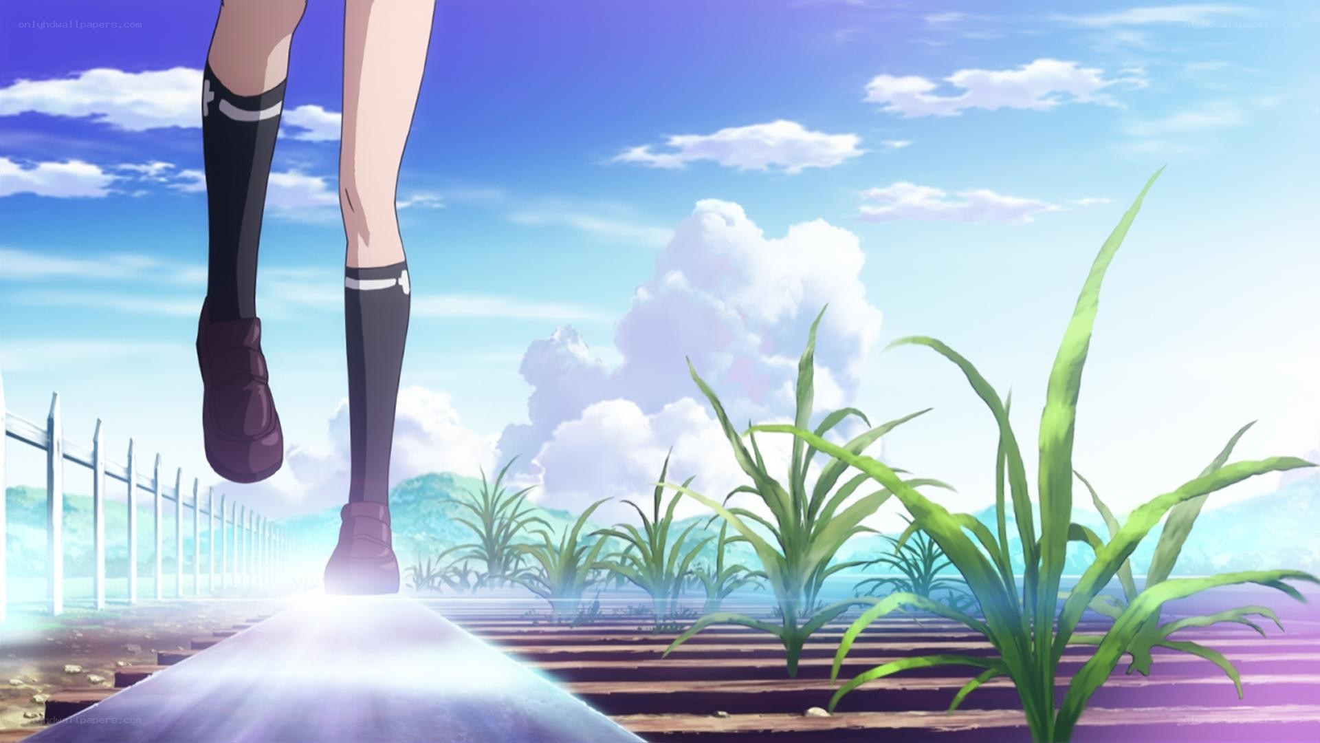 anime character walking on path