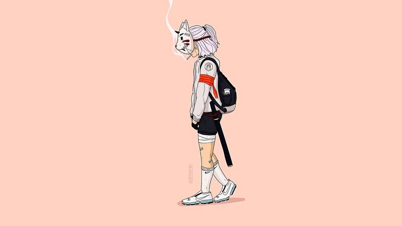 Anime Character Walking — Pink
