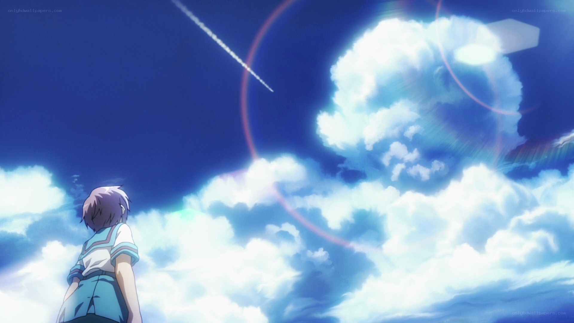 anime character watching sky