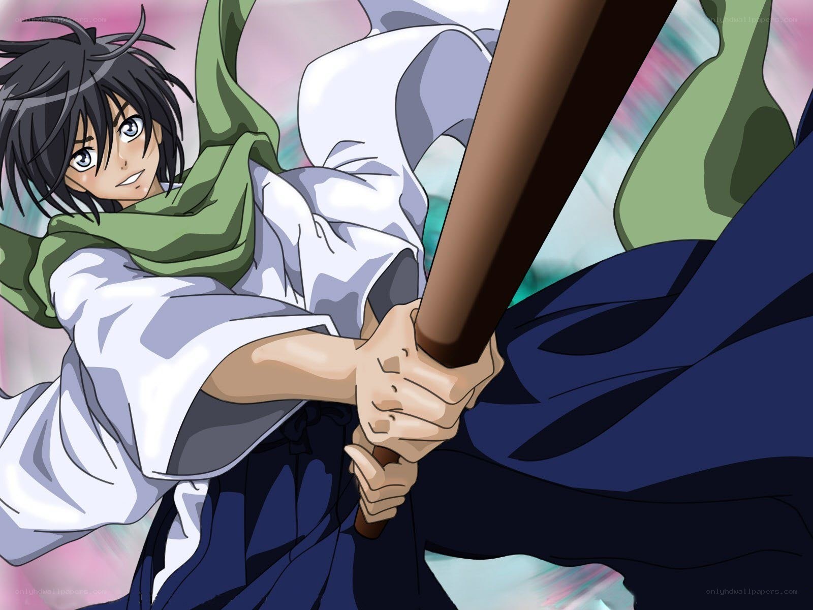 anime character wielding a staff