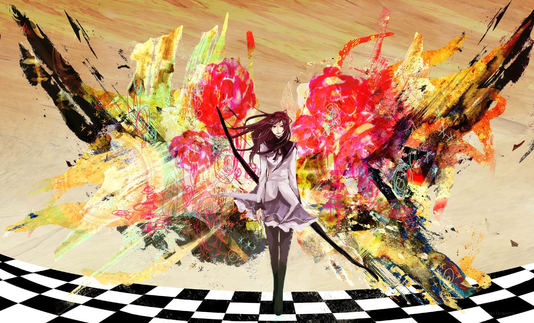 anime character with abstract background