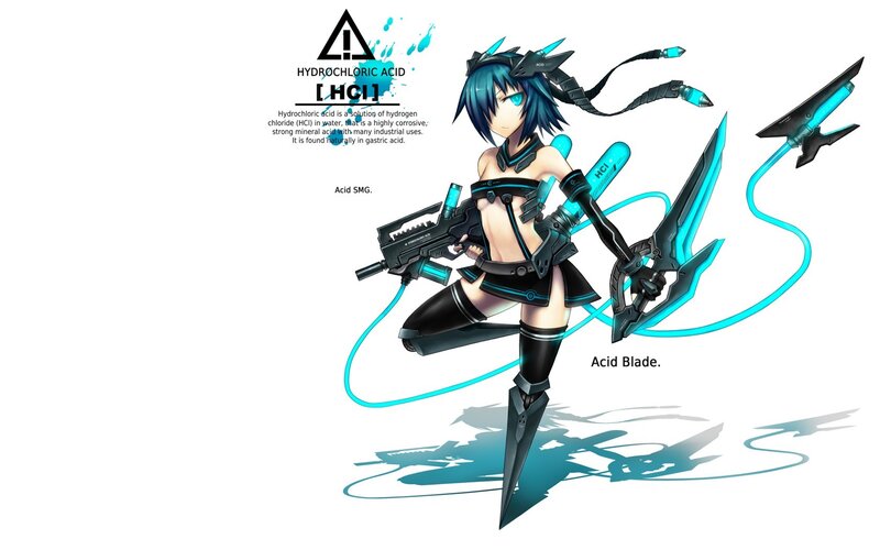 Anime character with acid-themed weapons