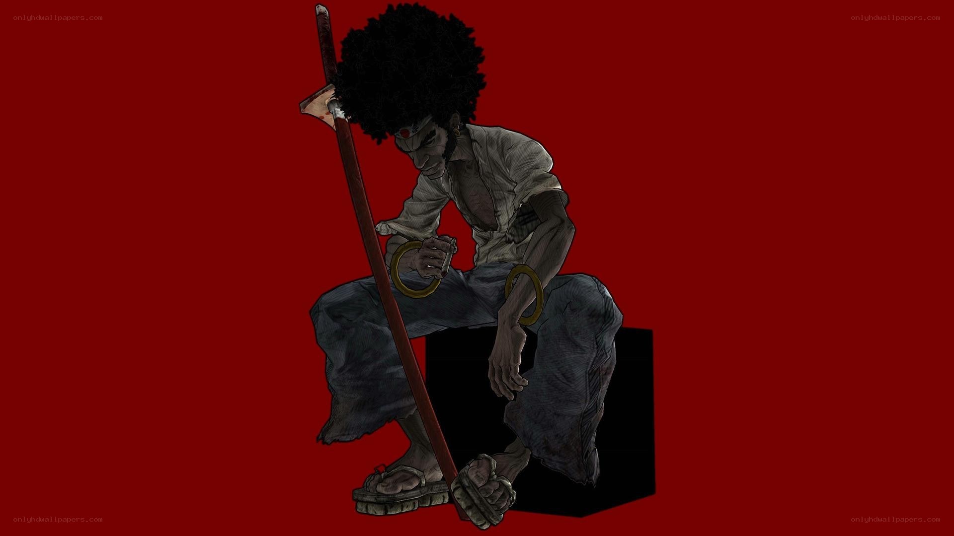 Anime character with afro and staff