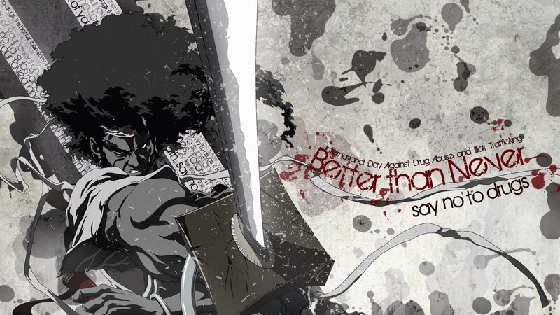 Anime Character with Afro — Black, Dramatic, Manga, Sword