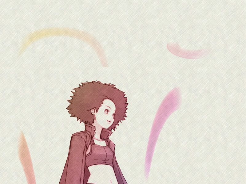 anime character with afro hair