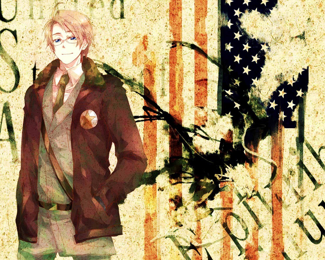 anime character with American flag