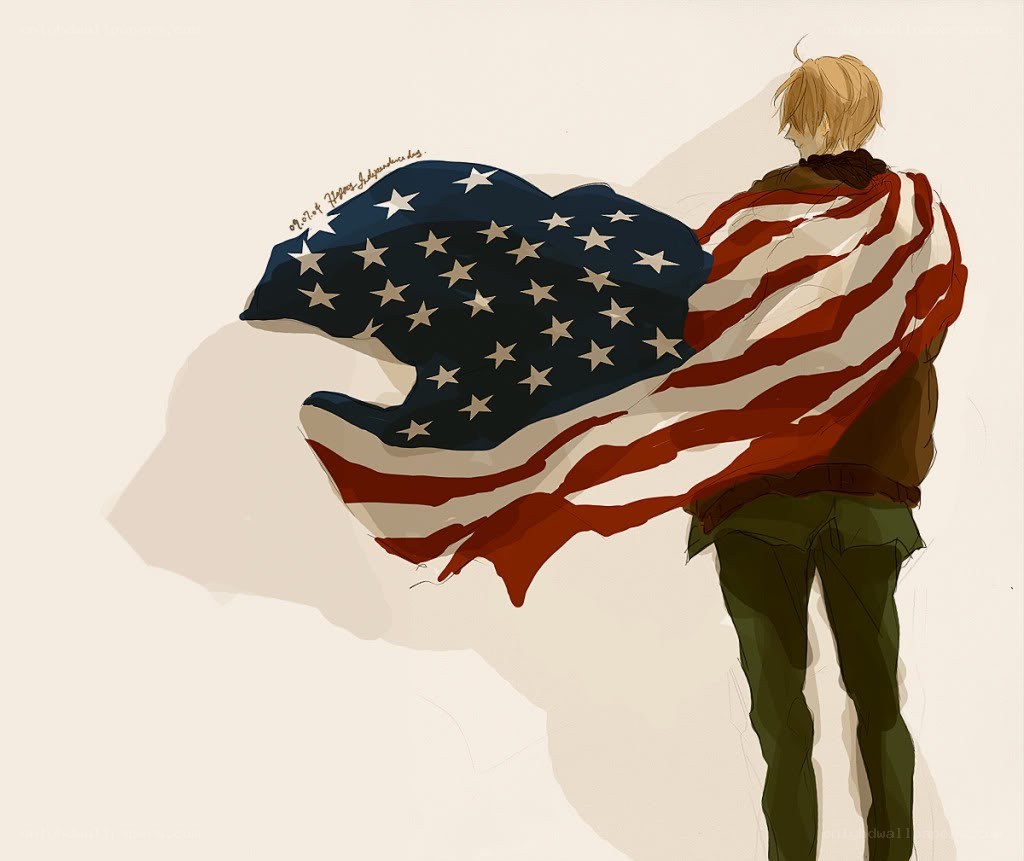 anime character with american flag