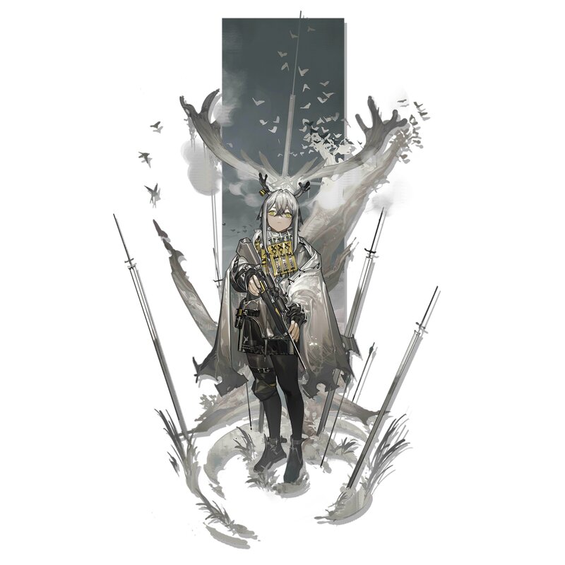 Anime Character with Antlers — Gray