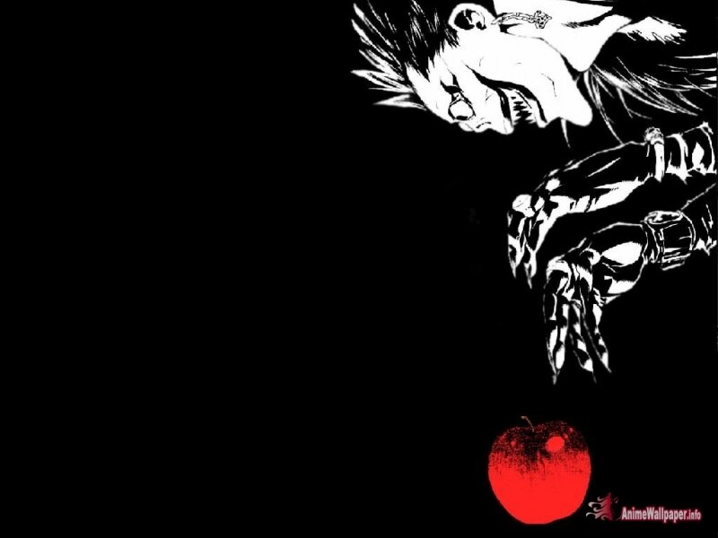Anime Character with Apple — Black, Dramatic, Manga