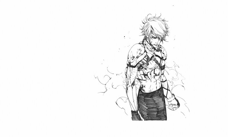 Anime Character with Armor — Black, Dramatic