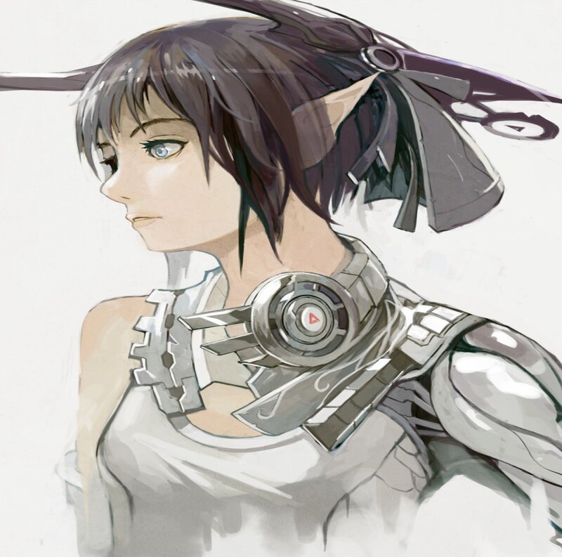Anime Character with Armor — White, Neutral