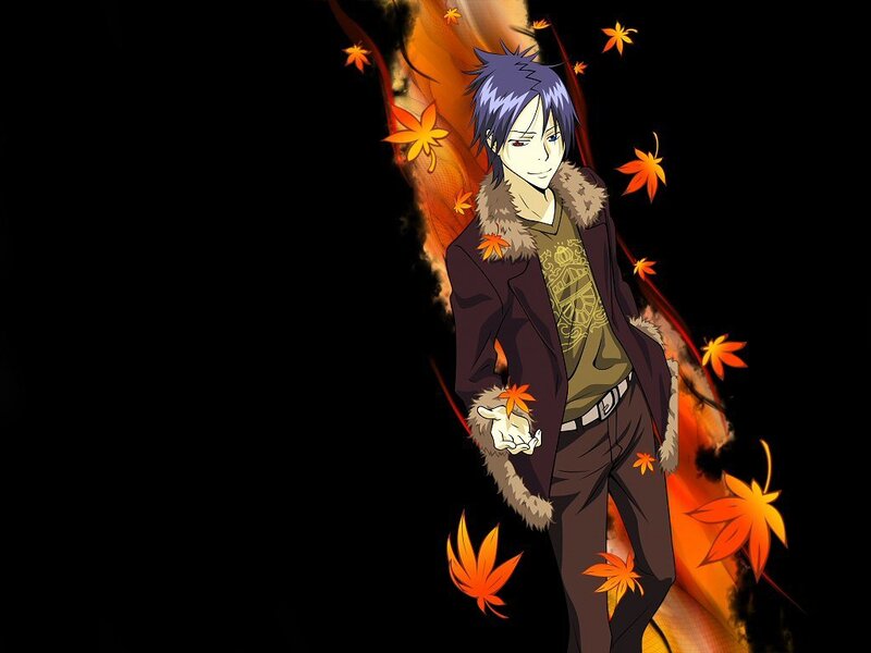anime character with autumn leaves
