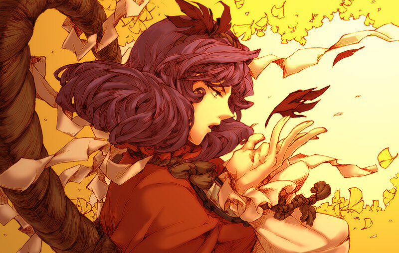 anime character with autumn leaves