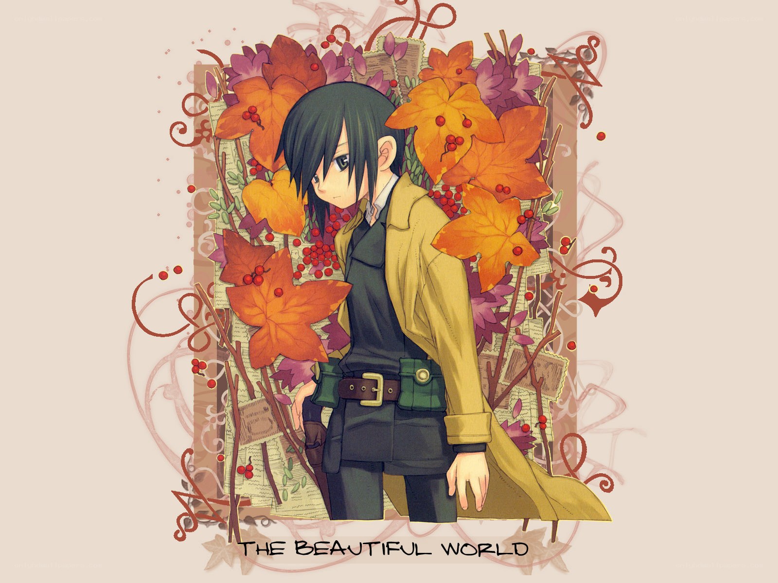 anime character with autumn leaves