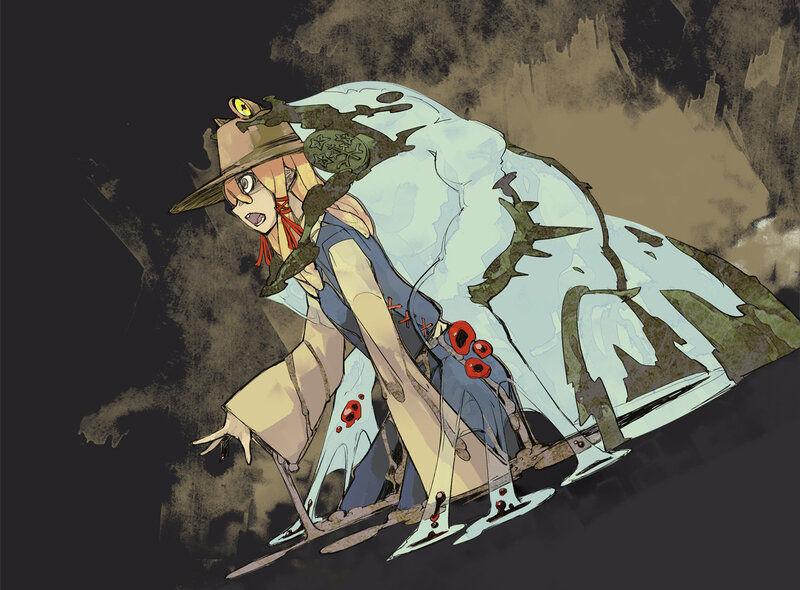 Anime Character with Backpack — Brown, Dramatic
