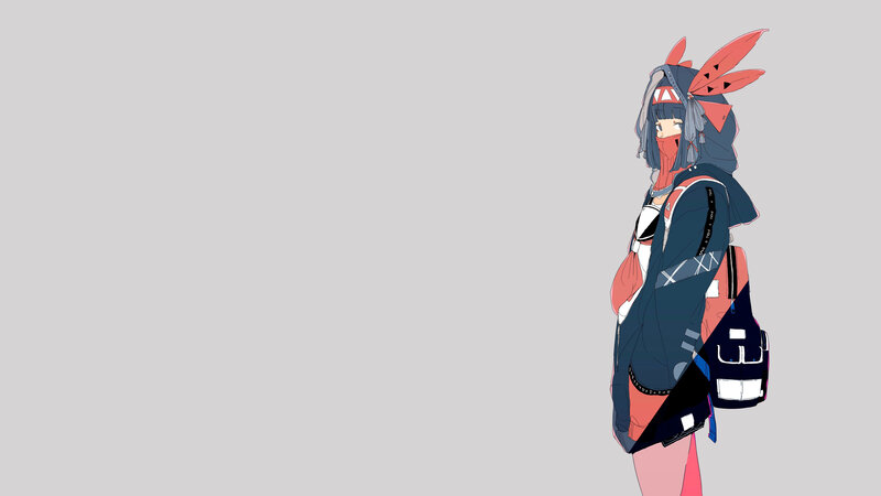 Anime Character with Backpack — Gray