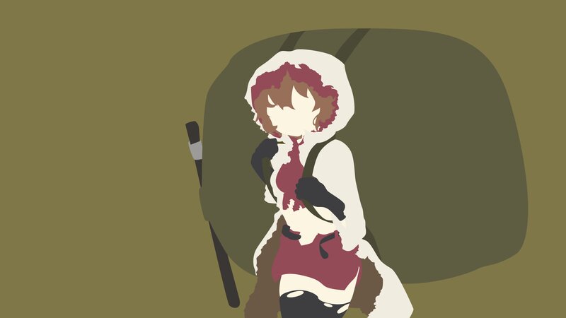 Anime Character with Backpack — Olive Green