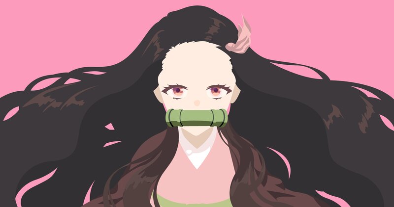 Anime Character with Bamboo — Pink