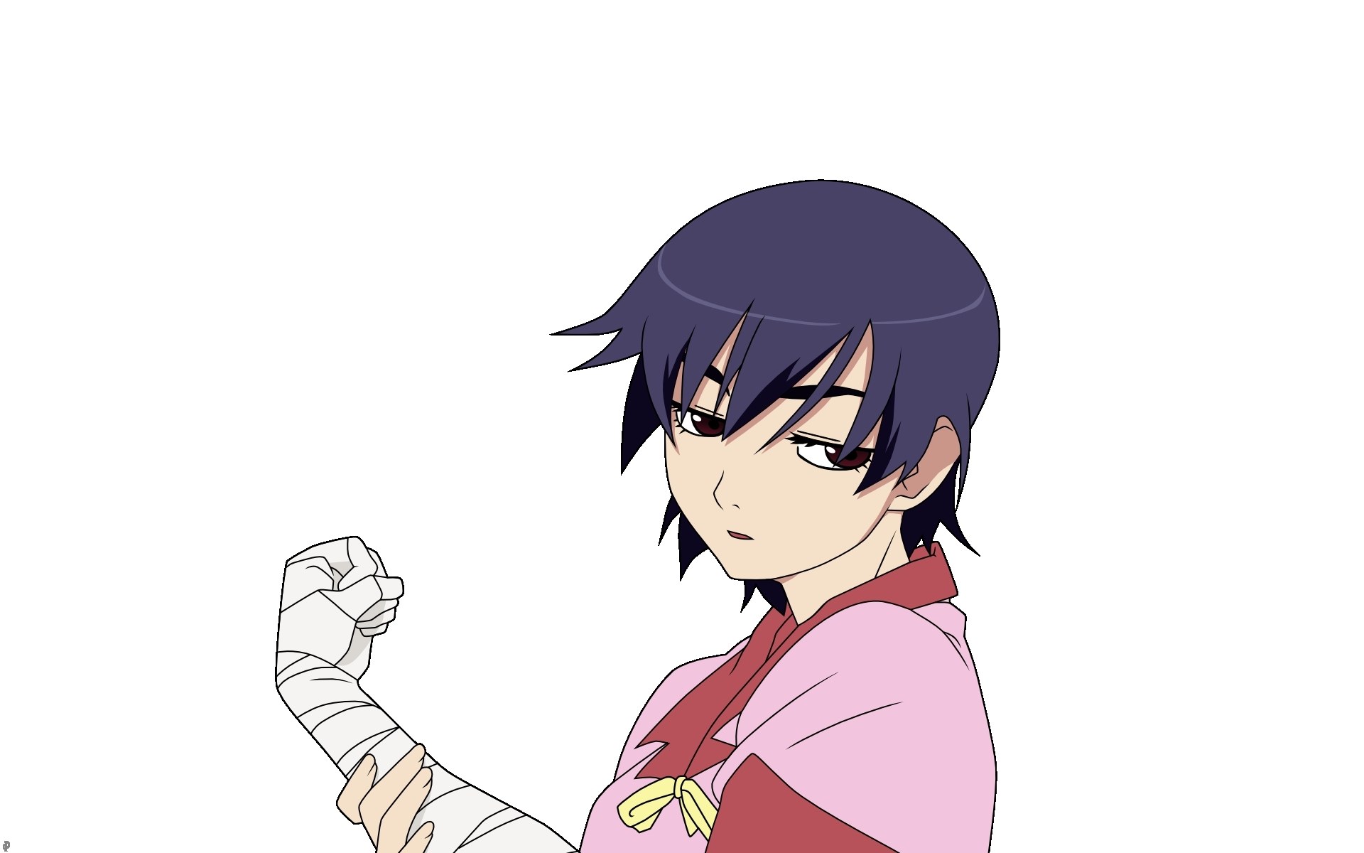 anime character with bandaged arm