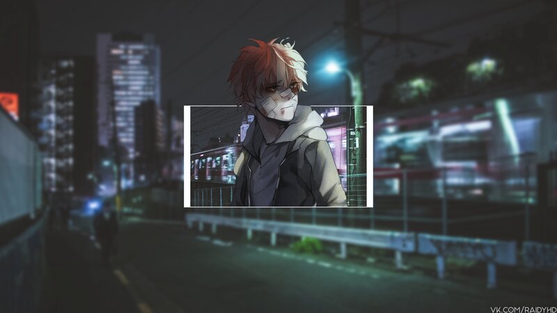 Anime Character with Bandaged Face — Black, Dark
