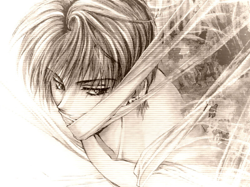 Anime Character with Bandaged Face — Black, Dramatic