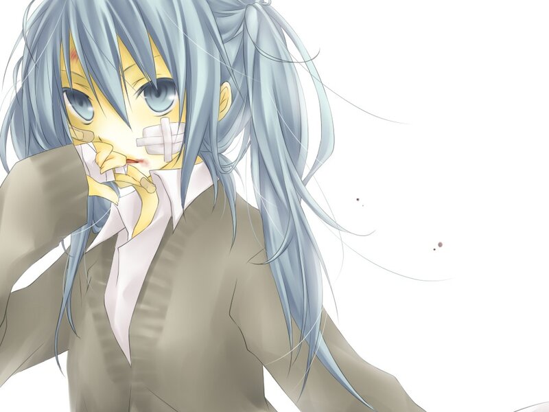 anime character with bandaged mouth