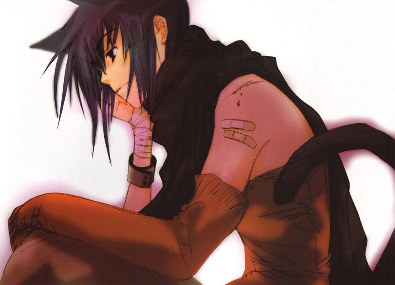 Anime Character with Bandages — Black, Dramatic, Manga