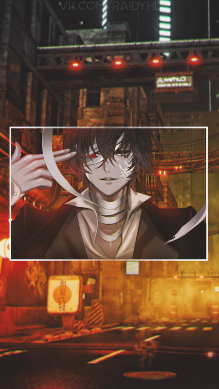 Anime Character with Bandages — Black, Dramatic, Night