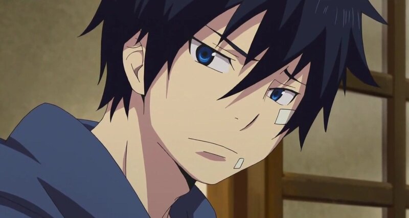 Anime Character with Bandages — Blue, Serious