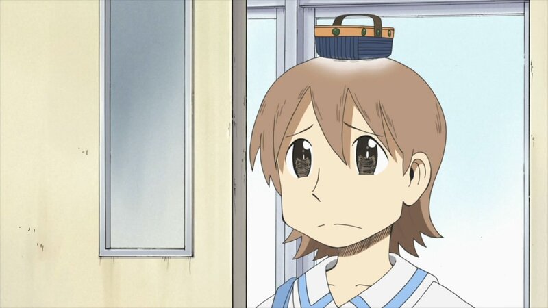 anime character with basket on head