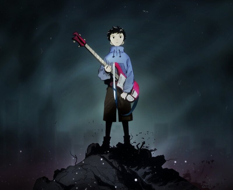 anime character with bass guitar