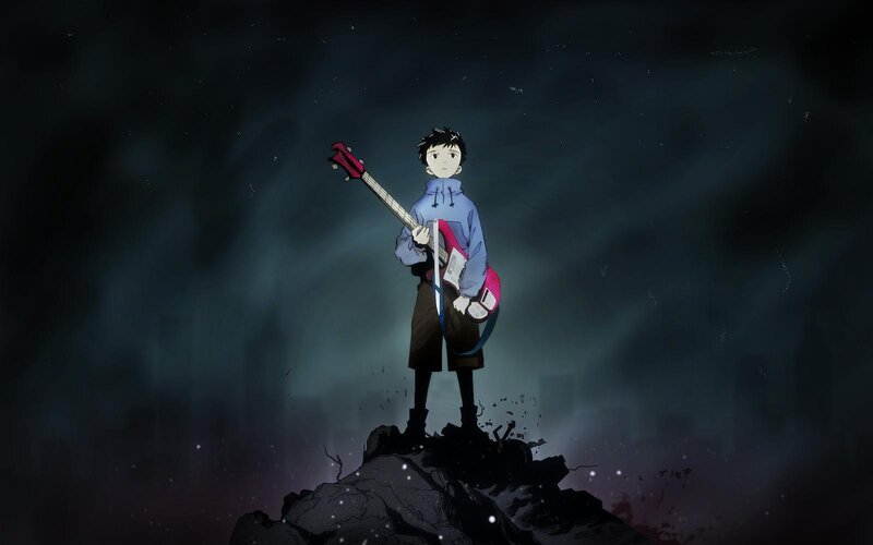 anime character with bass guitar