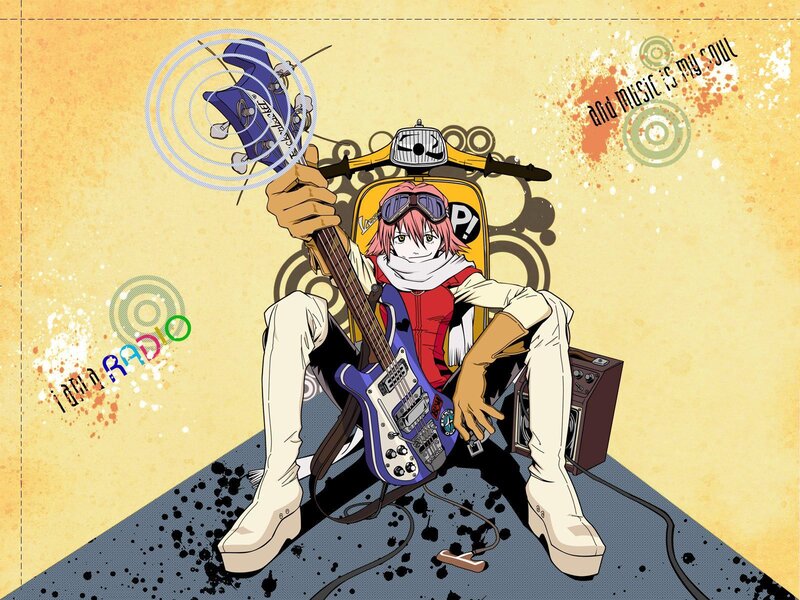 Anime character with bass guitar
