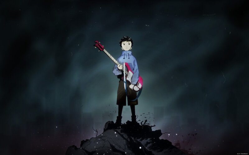 anime character with bass guitar