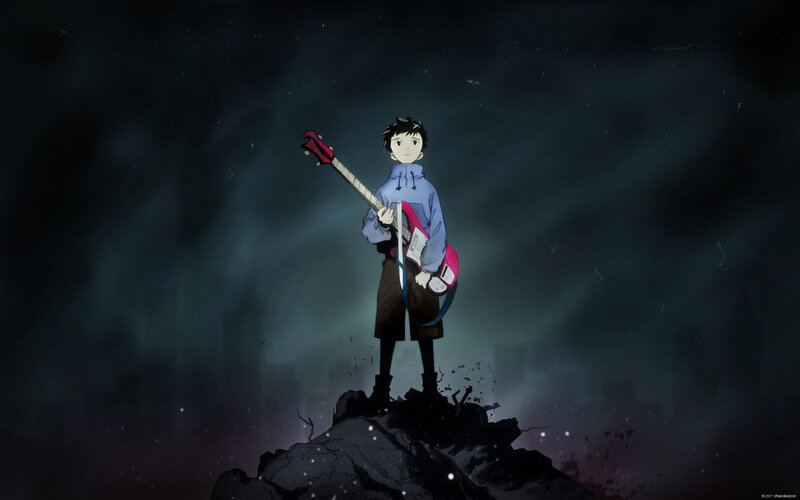 anime character with bass guitar