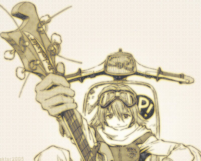 anime character with bass guitar