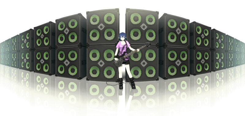 Anime Character with Bass Guitar — Black