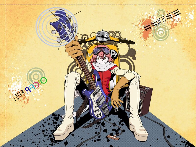 Anime Character with Bass Guitar — Yellow