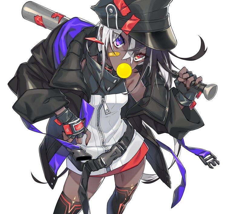 Anime Character with Bat — Black, Aggressive