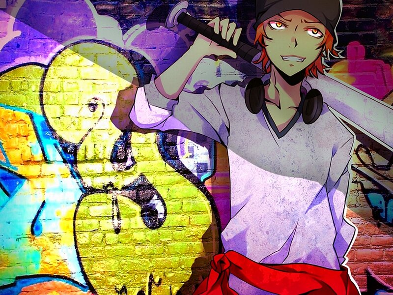 Anime Character with Bat — Purple
