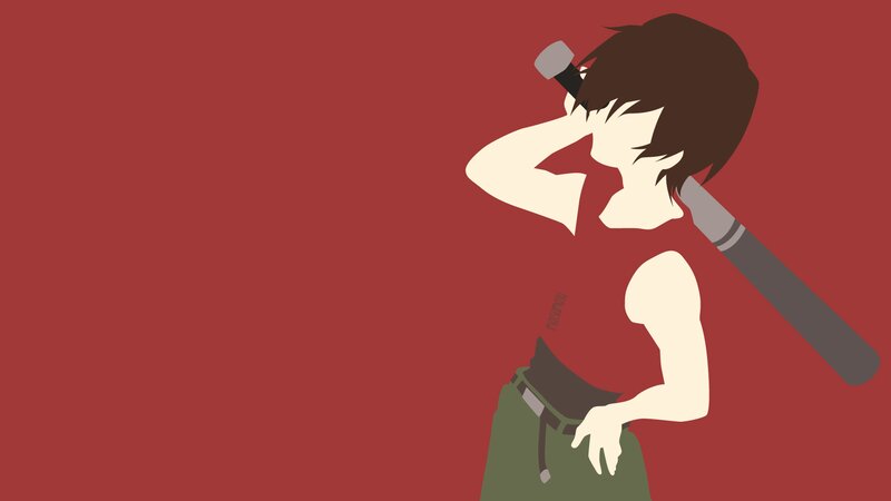 Anime Character with Bat — Red, Dramatic