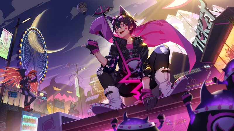 Anime Character with Bat Wings — Purple