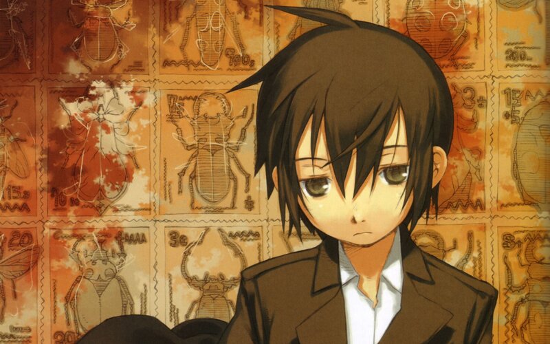 anime character with beetle stamps