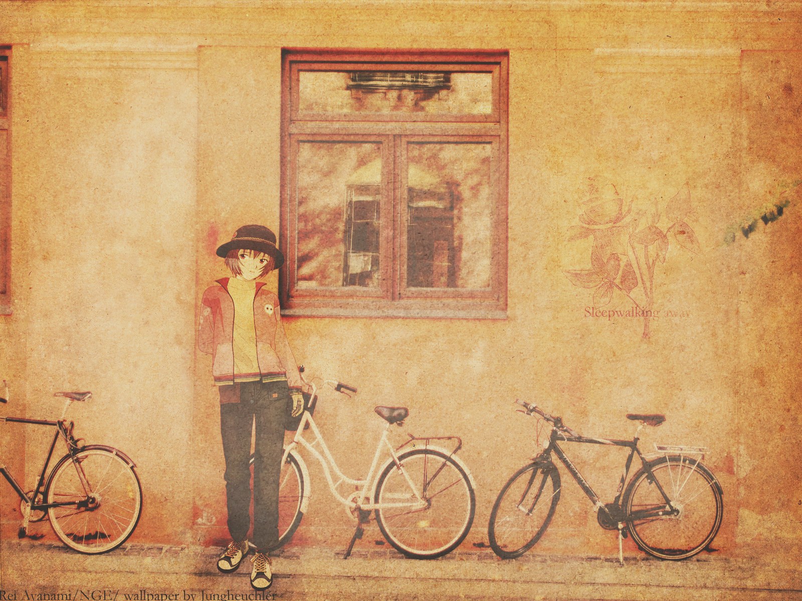 Anime character with bicycles