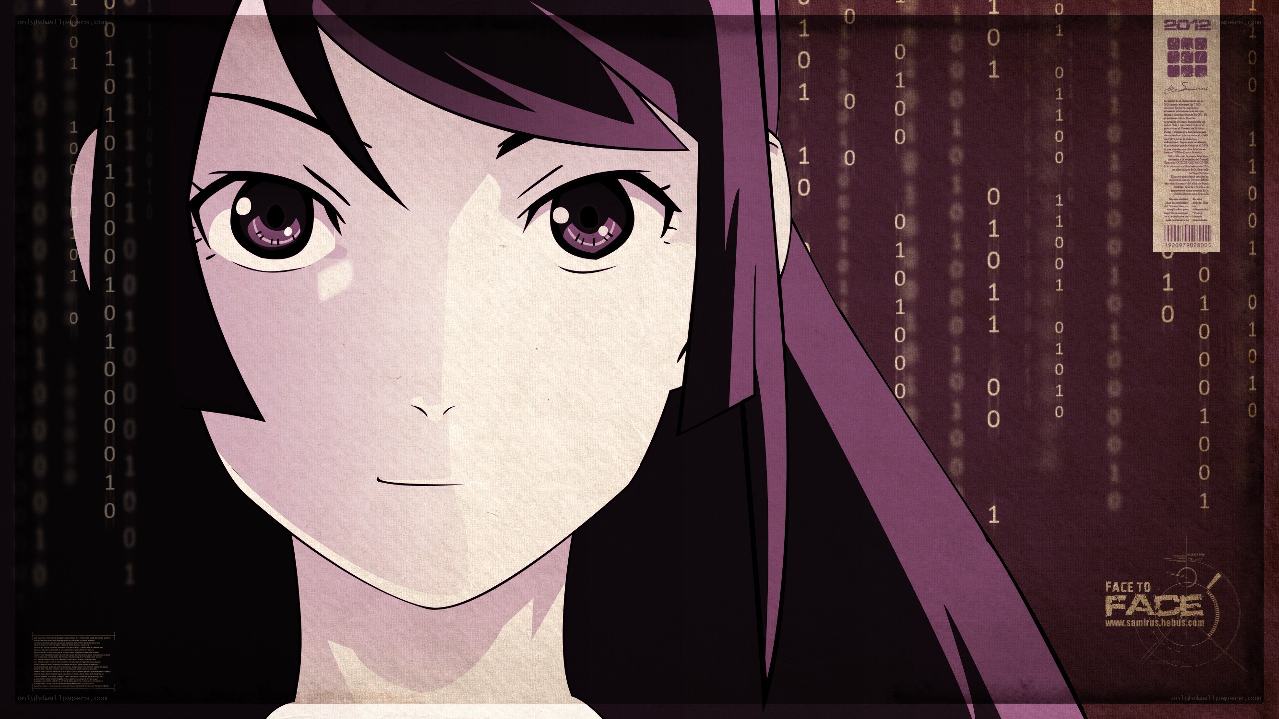 anime character with binary code