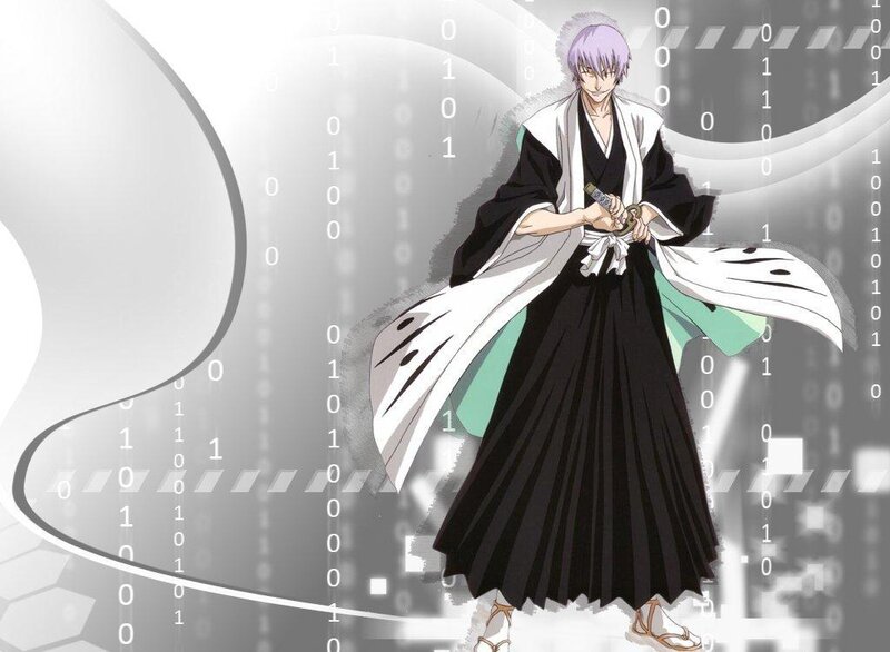 Anime character with binary code background