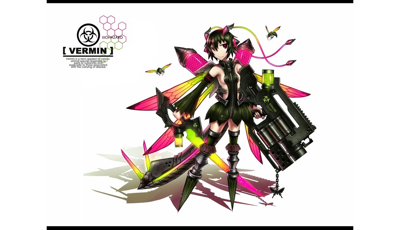 Anime character with biohazard theme