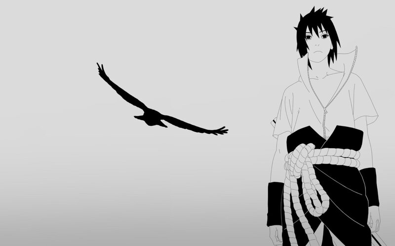 Anime Character with Bird — Black, Calm, Manga