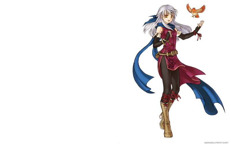 Anime Character with Bird — Blue, Calm